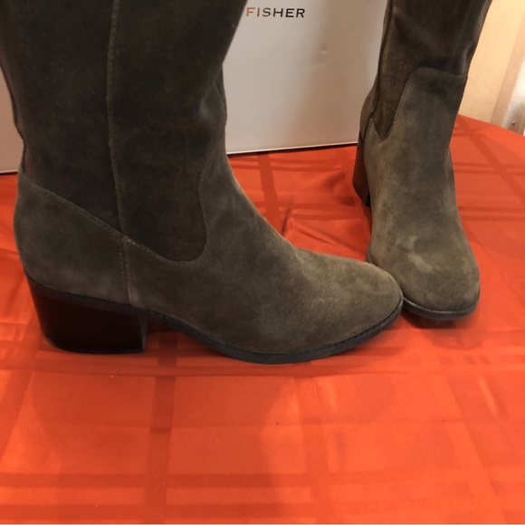 Marc Fisher Womens Rela Heels Tall Knee-High Boots - Dark Green Suede Size 10M - Picture 6 of 16